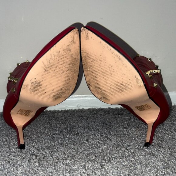 Nicole Miller Red Studded Leather Ankle Boots Women's Size 8.5 - Picture 9 of 10